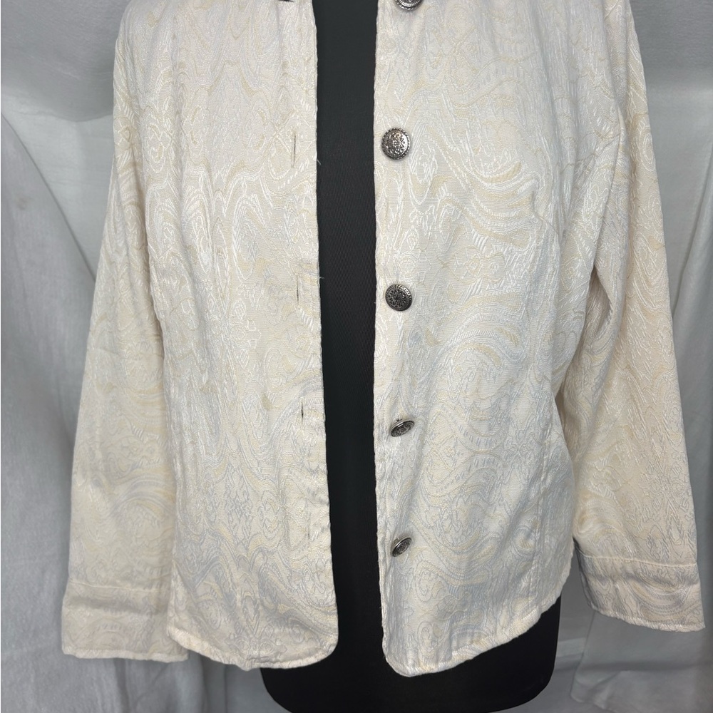Sara Studio Jacquard Jacket Women’s Medium Cream Ivory Boho